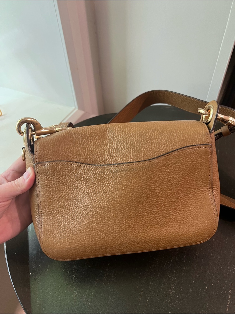 Coach Small Jes Messenger Pebbled Leather Crossbody Flap Bag Tan Light Saddle - Picture 6 of 8